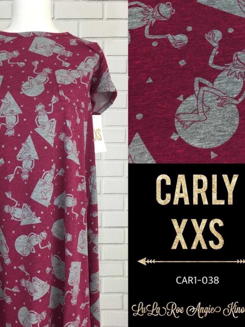 LuLaRoe Disney Carly Dress - Kermit the Frog
